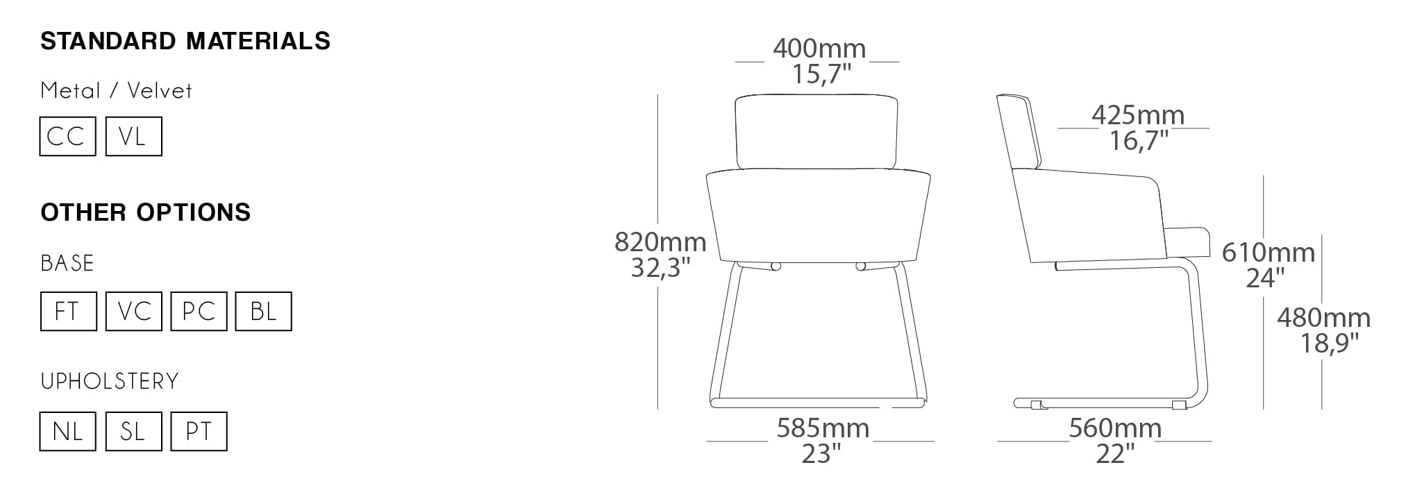 Athens Dining Chair Dimensions