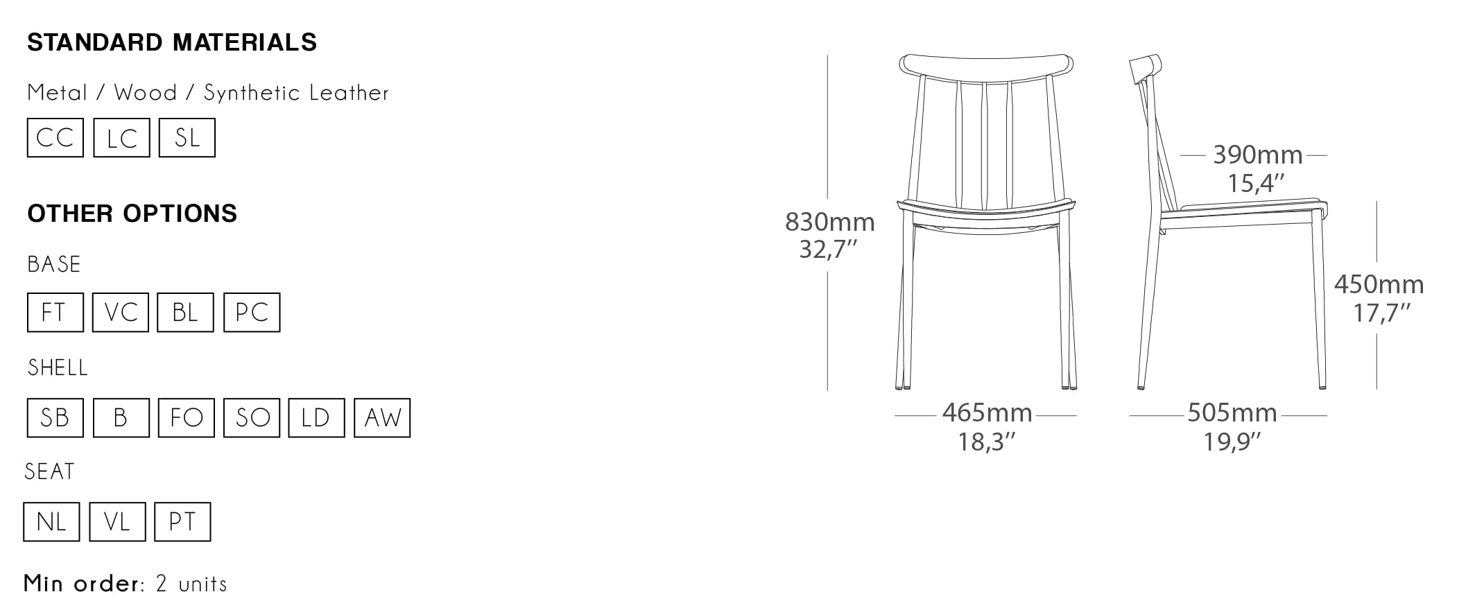Rome Dining Chair Technical Information